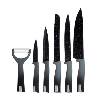 Set of 6 Knives & Peeler – Black