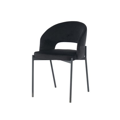 Dining Chair Velvet Black with Black Legs