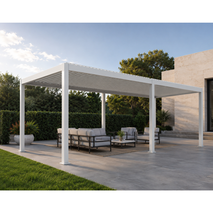 Electric Pergola 3x6x2.5m – Sandy White