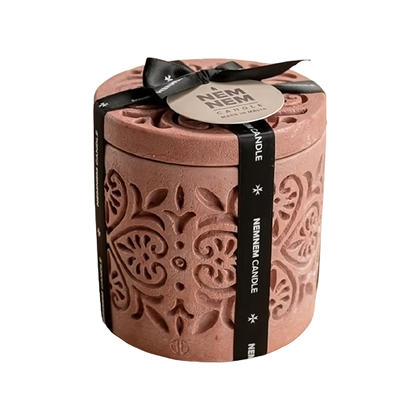 Heart Large Cylinder Candle Jar - Pink Creme Caramel