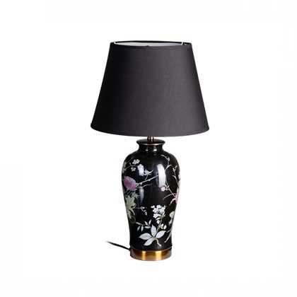 Ceramic Black Flowers Table Lamp