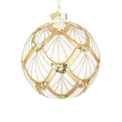 Lux Gold White Champagne Ball 10cm