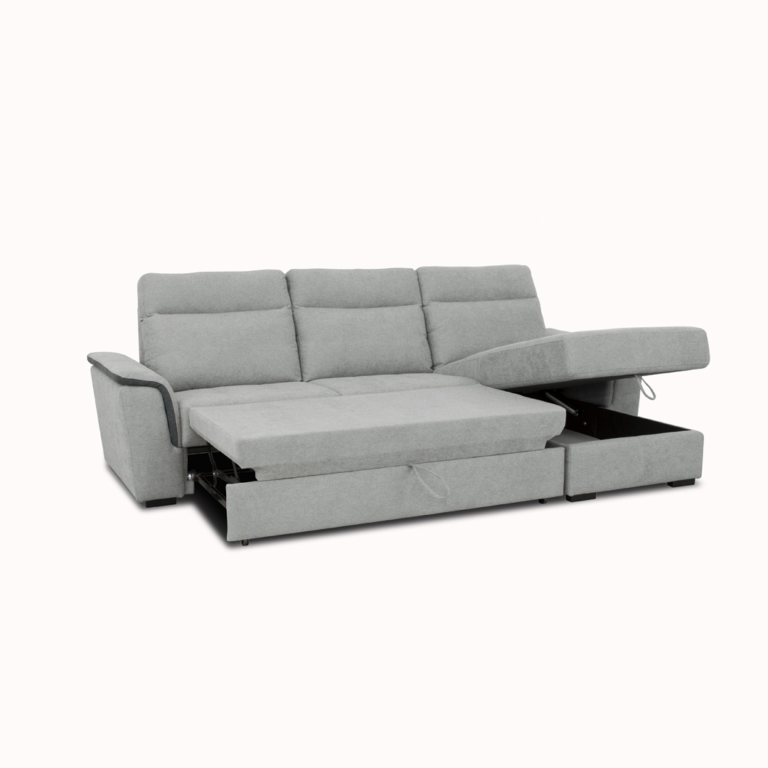 2-Seater Sofa Bed with CHL Right - Silver (BET 018)
