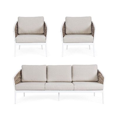 Sofa Set With Cushion 5 Seats - White