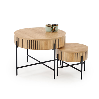 Coffee Table Set - Natural & Black
