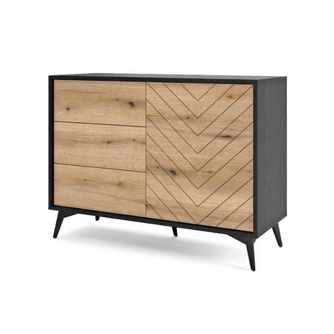 Sideboard 2 Doors 3 Drawers – Oak & Black