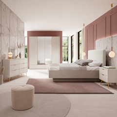 Bedroom Set 160x200 – Beige & Gold