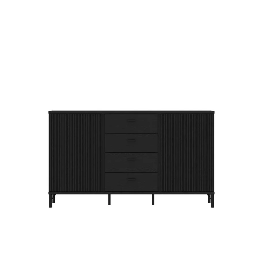 Chest of Drawers with 2 Doors Black