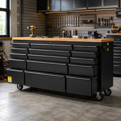 72 Black Tool Chest Black Powder Coating