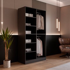 Wardrobe with Milled Glass - Black