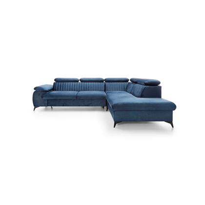 Corner Sofa Bed with Chaise Right 275cm – Blue