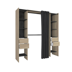 Extendable Wardrobe 115/190 cm – Kronberg Oak & Black