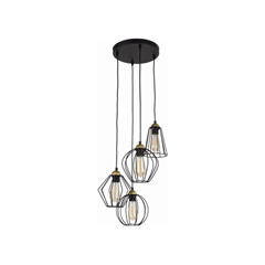 Pendant Lamp 4 Flat – Black & Copper