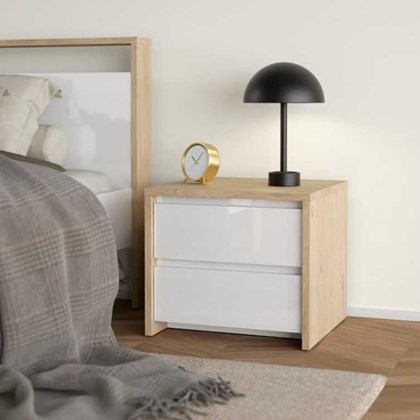 Next Nightstand 2 Drawers -Jackson Hickory & White