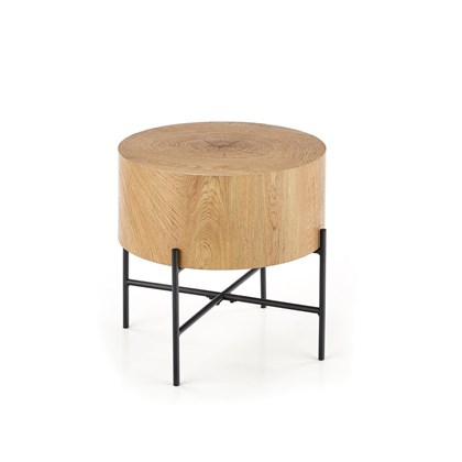 Round Coffee Table - Natural Oak & Black