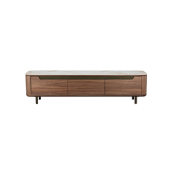 TV Unit - Ceramic Marble Top and Walnut