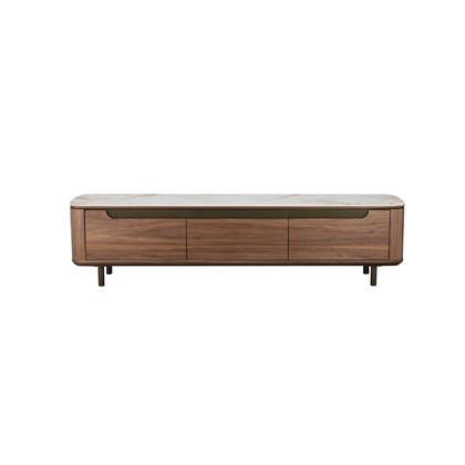 TV Unit - Ceramic Marble Top and Walnut