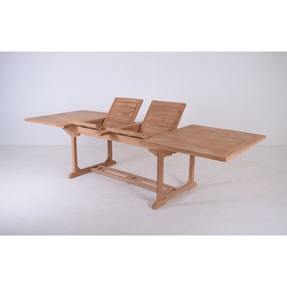 Extendable Rectangular Teak Table with 8 Chairs