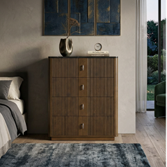 Bedroom Set 160x200- Dark Walnut, Black & Light Grey