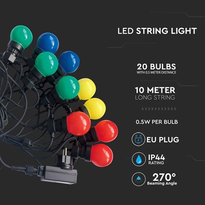 0.5 Led String Light 10M Euplug Rgby 24V