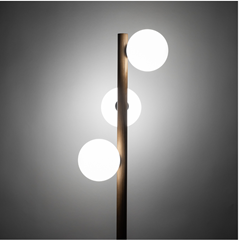 Floor Lamp 3 Lights Round White/Nut