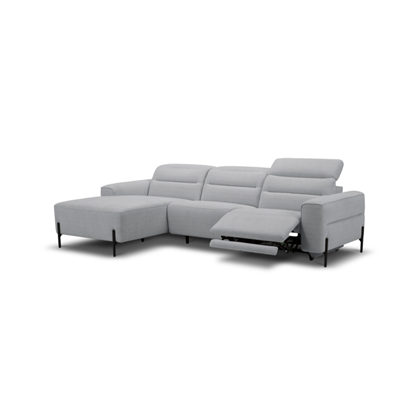 2-Seater Sofa Left-Facing with Electric Recliner & Manual Headrest – Stone Grey