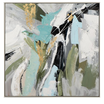 Abstract in  Light Blue and Olive Acryl Paint 102X102 cm
