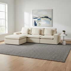 2-Seater Sofa with Adjustable Chaise Longue - Beige