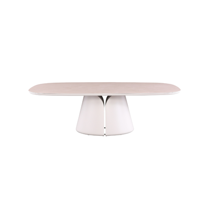 Aluminium Ceramic Boat Shape Table with Tulip Shape Base