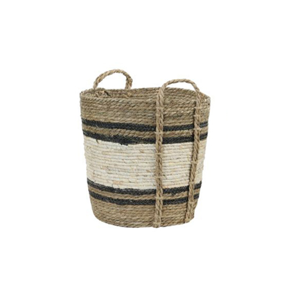 Wicker Basket Natural Black Medium