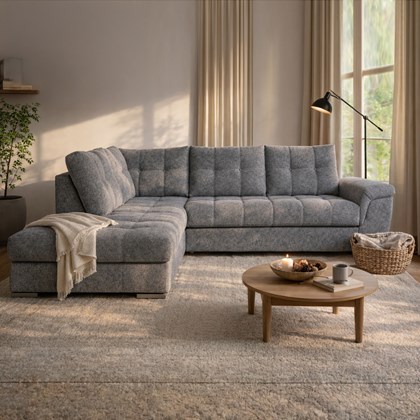 Sofa 3-Seater with Pull-Out Bed & Left Storage – Dark Grey