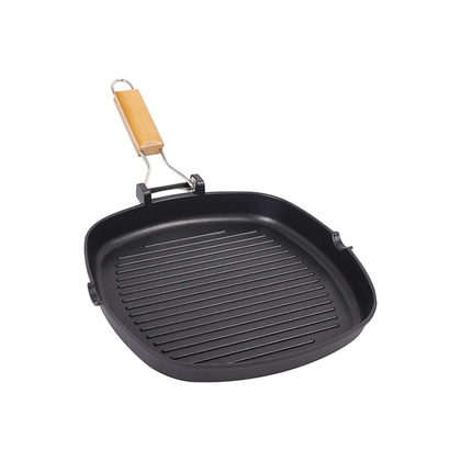 Non-Stick Grill Pan with Wooden Handle 28 x 28 cm