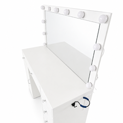Dressing Table with Melamine LED Mirror & USB Socket  116x140– White