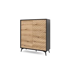 High Sideboard 2 Doors - Oak & Black