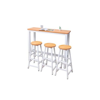 Bar Table Set with 3 Stools - Oak & White
