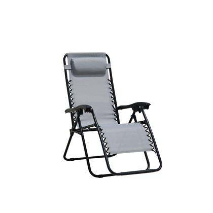 Outdoor Reclining Chair with Pillow - Grey