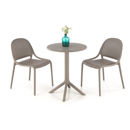 Khaki Round Table Set With 2 Chairs