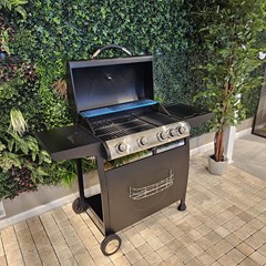 4 Burner Gas Grill Black W Side Burner