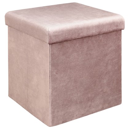 Pink Velvet Storage Box-Pouf