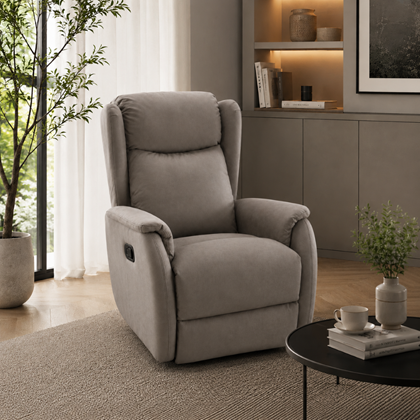 160 Wide-Angle Plush Padded Manual Recliner – Dark Grey
