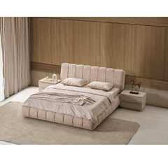 Bedroom Set 200x180cm - Cream & Dark Walnut