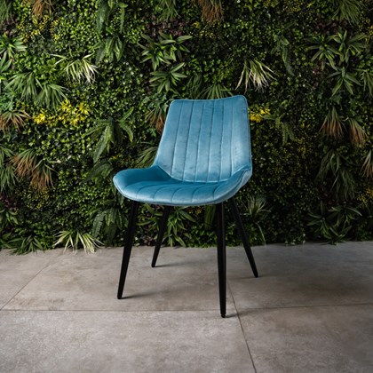 Velvet Covered Seat with Black Metal Legs
