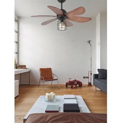 Ceiling Fan with Light S - Black & Walnut