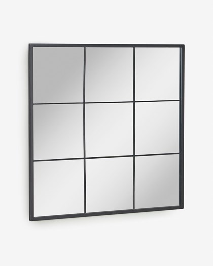Ulrica Black Metal Wall Mirror 80x80cm