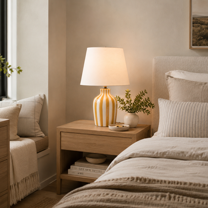 Falyn Lines Table Lamp – Yellow