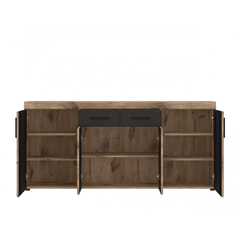 Sideboard 4 Doors 2 Shelves – Viking Oak & Grey Cosmos