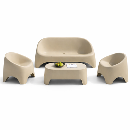4-Ps PP & Fiberglass Sofa Set – Khaki