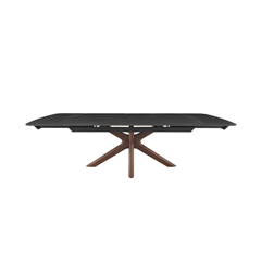 Extension Table W180/220/260 x D90 x H76 cm–Matt Black/Dark Brown Walnut