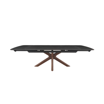 Extension Table W180/220/260 x D90 x H76 cm–Matt Black/Dark Brown Walnut