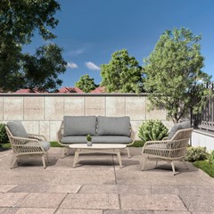 Aluminium Rope Sofa 4pcs Set Grey-Beige